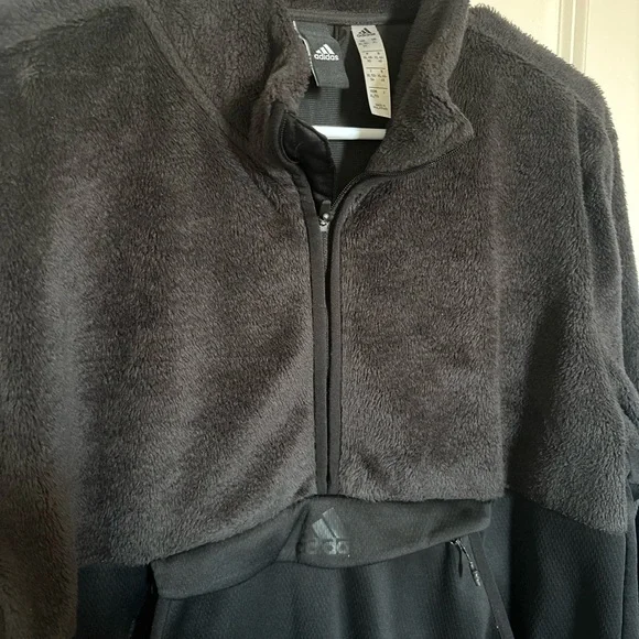 Adidas Team Issue Half Zip Black Fleece Jacket size XL women’s - Picture 3 of 5